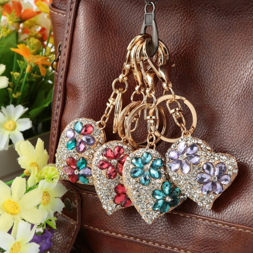 Fashion Jewelry Hollow Shinning Rhinestone Crystal Heart Pendant Car Keyring Key Chain for Gift