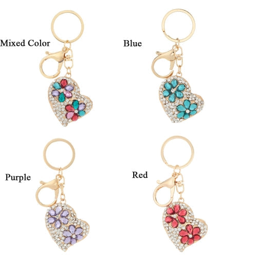 Fashion Jewelry Hollow Shinning Rhinestone Crystal Heart Pendant Car Keyring Key Chain for Gift