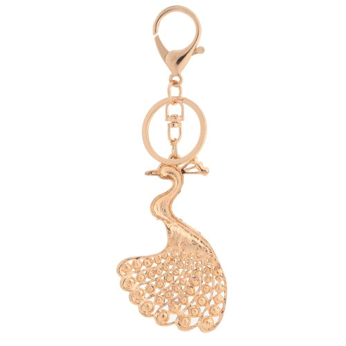 Beautiful Shining Crystal Rhinestone Peafowl Peacock Pendant Key Ring Fashion Women Jewelry Car Key Chain Purse Handbag Charm Accessory Gift