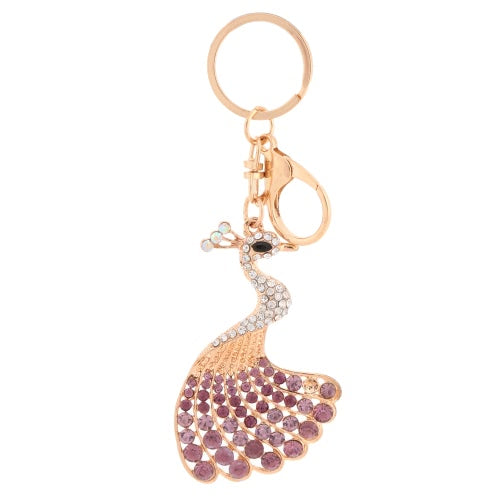 Beautiful Shining Crystal Rhinestone Peafowl Peacock Pendant Key Ring Fashion Women Jewelry Car Key Chain Purse Handbag Charm Accessory Gift