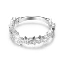 JURE 925 Sterling Silver Ring Zirconia Wedding Engagement Ring Star-shaped Proposal Bridal Halo Replacement