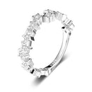 JURE 925 Sterling Silver Ring Zirconia Wedding Engagement Ring Star-shaped Proposal Bridal Halo Replacement