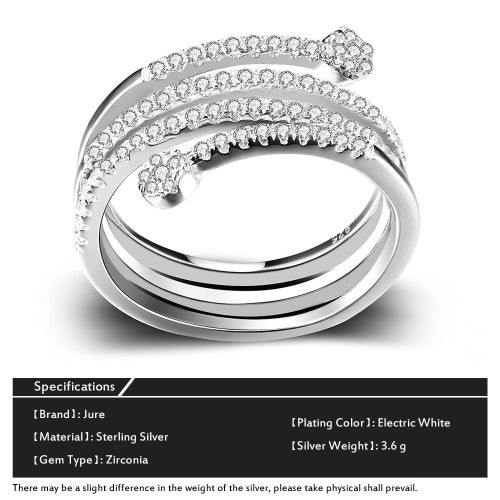 JURE 925 Sterling Silver Ring Zirconia Wedding Engagement Ring Proposal Bridal Halo Replacement