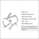 JURE 925 Sterling Silver Ring Zirconia V-shaped Wedding Engagement Ring Proposal Bridal Halo Replacement