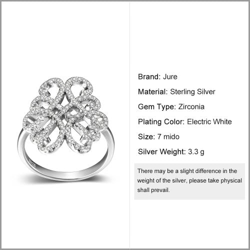 JURE 925 Sterling Silver Ring Zirconia Wedding Engagement Ring Proposal Bridal Halo Replacement