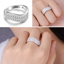 JURE 925 Sterling Silver Ring Zirconia Shinning Wedding Engagement Ring Proposal Bridal Halo Replacement