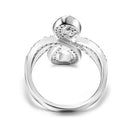 JURE 925 Sterling Silver Ring Zirconia Shinning Wedding Engagement Ring Proposal Bridal Halo Replacement