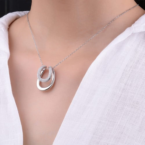 JURE S925 Solid Sterling Silver Necklace Shinning Chain The One Jewelry Zirconia 18 Inch