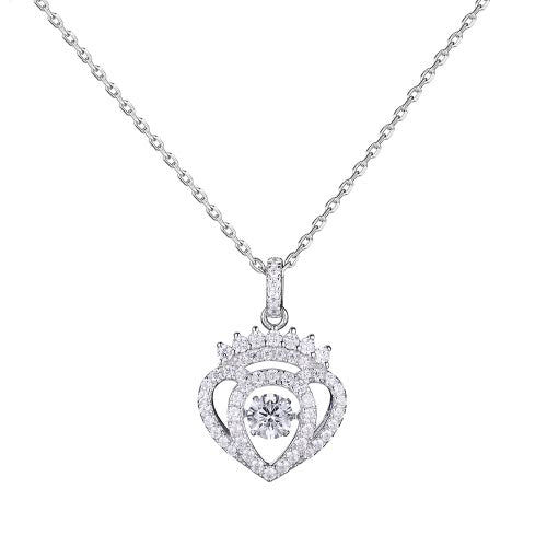 JURE Fashionable S925 Sterling Silver Pendant Rotatable Zirconia Sparkle Pendant Necklace 18 Inch