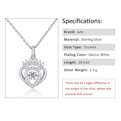 JURE Fashionable S925 Sterling Silver Pendant Rotatable Zirconia Sparkle Pendant Necklace 18 Inch