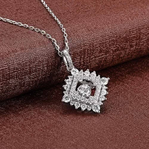 JURE المألوف S925 الفضة الاسترليني قلادة للتدوير زركونيا البريق قلادة مربع قلادة Necklace18 بوصة