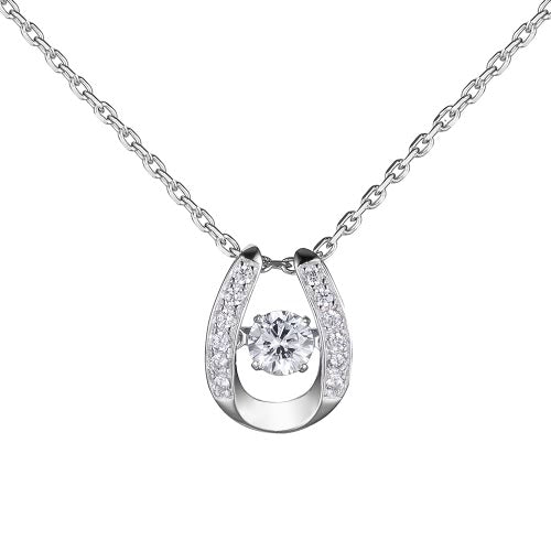 JURE Fashionable S925 Sterling Silver Pendant Rotatable Zirconia Sparkle Pendant Necklace 18 Inch