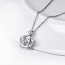 JURE Fashionable S925 Sterling Silver Pendant Rotatable Zirconia Sparkle Pendant Necklace Crown-shaped 18 Inch