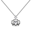 JURE Fashionable S925 Sterling Silver Pendant Rotatable Zirconia Sparkle Pendant Necklace Crown-shaped 18 Inch