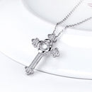 JURE Fashionable S925 Sterling Silver Pendant Rotatable Zirconia Sparkle Pendant Necklace Cross-shaped 18 Inch