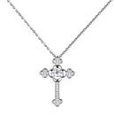 JURE Fashionable S925 Sterling Silver Pendant Rotatable Zirconia Sparkle Pendant Necklace Cross-shaped 18 Inch