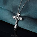 JURE Fashionable S925 Sterling Silver Pendant Rotatable Zirconia Sparkle Pendant Necklace Cross-shaped 18 Inch