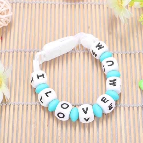 100% Food Grade Cute Silicone BPA Free Pacifier Clip Holder Chain Soft Beads for Teething Teether Chew Nursing Soothing Jewelry Toy Baby Boys Girls Toddler Gift