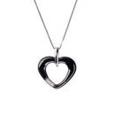 Fashion 925 Sterling Silver Zircon Rhinestone Crystal Ceramic Heart Shape Pendant Women's Necklace