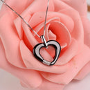 Fashion 925 Sterling Silver Zircon Rhinestone Crystal Ceramic Heart Shape Pendant Women's Necklace