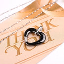 Fashion 925 Sterling Silver Zircon Rhinestone Crystal Ceramic Heart Shape Pendant Women's Necklace