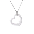 Fashion 925 Sterling Silver Zircon Rhinestone Crystal Ceramic Heart Shape Pendant Women's Necklace