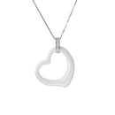 Fashion 925 Sterling Silver Zircon Rhinestone Crystal Ceramic Heart Shape Pendant Women's Necklace