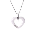 Fashion 925 Sterling Silver Zircon Rhinestone Crystal Ceramic Heart Shape Pendant Women's Necklace