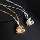 Woman Girl Fashion Gold Plated Rhinestone Crystal Shell Pendant Necklace Clavicle Chain Jewelry for Party Wedding Gift