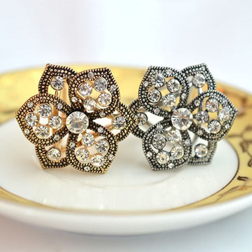 Fashion Zinc Metallic Rhinestone Crystal Scarf Shawl Buckle Brooch Pin Clip Ring for Women Gift