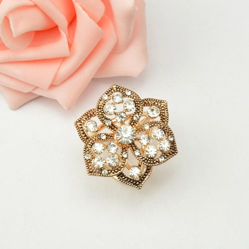 Fashion Zinc Metallic Rhinestone Crystal Scarf Shawl Buckle Brooch Pin Clip Ring for Women Gift