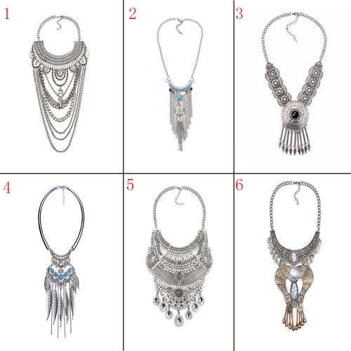 Bohemia Boho Gypsy Tribal Ethnic Vintage Retro Tassels Necklace Choker Bib Jewelry Chain for Women Girl Gift Party