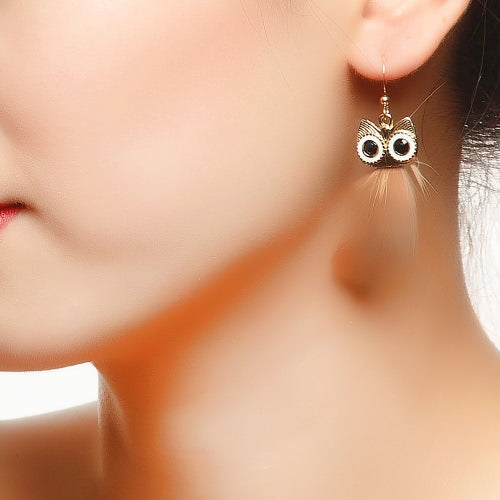 Fashion Hot New High Quality Vintage Earring with Animal Feather Pendant Ear Drop Owl Dangle Jewelry for Women Gift