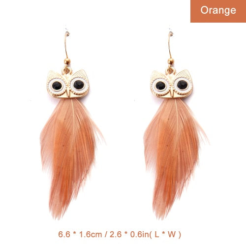 Fashion Hot New High Quality Vintage Earring with Animal Feather Pendant Ear Drop Owl Dangle Jewelry for Women Gift