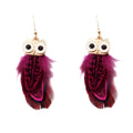 Fashion Hot New High Quality Vintage Earring with Animal Feather Pendant Ear Drop Owl Dangle Jewelry for Women Gift