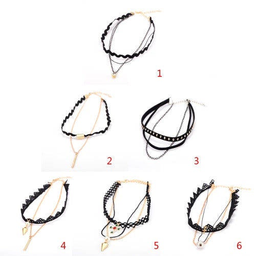 Fashion New Retro Vintage Choker Black Necklace Chain Lady Jewelry Accessory for Women Girls Gift