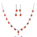 Dazzling Zinc Alloy Rhinestone Crystal Pendant Women's Necklace and Earrings Jewelry Set for Wedding Party