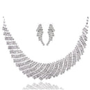 Dazzling Zinc Alloy Rhinestone Crystal Pendant Women's Necklace and Earrings Jewelry Set for Wedding Party