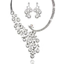 Dazzling Zinc Alloy Rhinestone Crystal Pendant Women's Necklace and Earrings Jewelry Set for Wedding Party