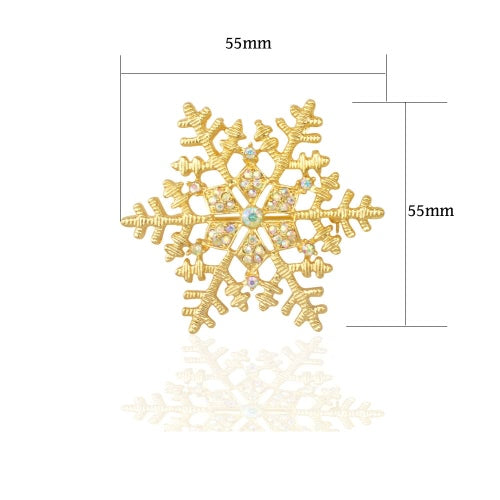 New Fashion Shining Rhinestone Crystal Snowflake Brooch Collar Clip Pin Clothes Accessory Scarf Buckle Nice Holiday for Women Lady Wedding Party Gift