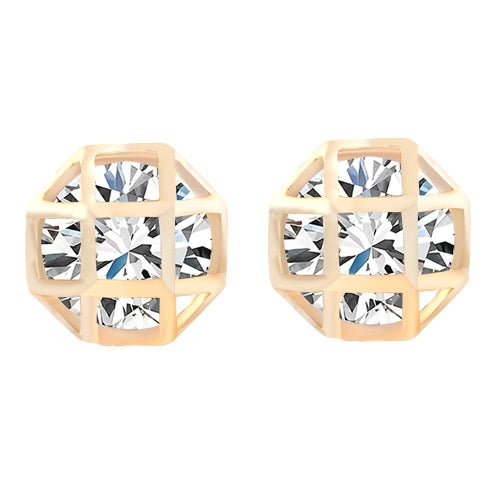 Fashion Charm Zircon Crystal Rhinestone Gold Plated Metal Copper Ear Stud Earring Jewelry for Women