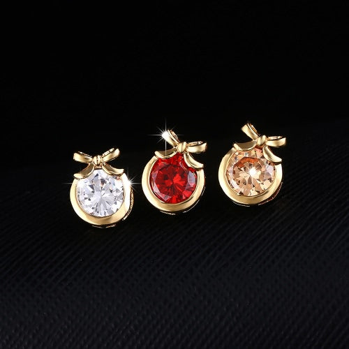 Fashion Charm Zircon Crystal Rhinestone Gold Plated Metal Copper Ear Stud Earring Jewelry for Women