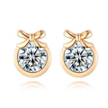 Fashion Charm Zircon Crystal Rhinestone Gold Plated Metal Copper Ear Stud Earring Jewelry for Women