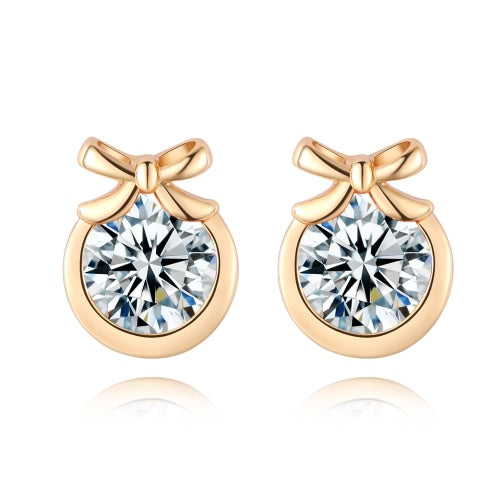 Fashion Charm Zircon Crystal Rhinestone Gold Plated Metal Copper Ear Stud Earring Jewelry for Women