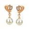 Fashion Charm Unique Bead Zircon Rhinestone Crystal Gold Plated Copper Earring Ear Dangle Jewelry for Women