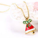 Fashion Charming Christmas Metal Zinc Alloy Necklace Earrings Enamel Jewelry Set for Woman Girls Party Holiday