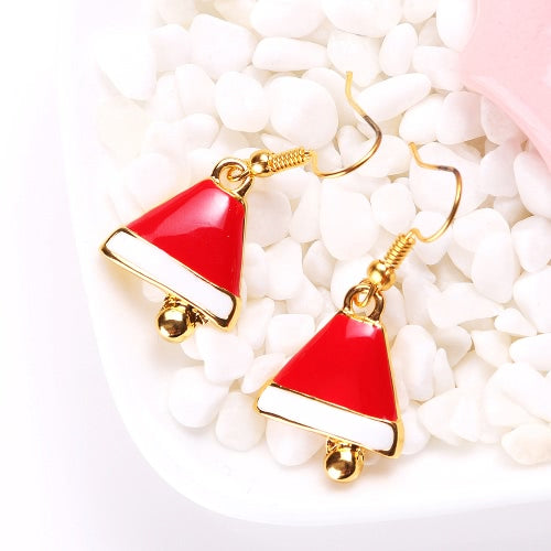 Fashion Charming Christmas Metal Zinc Alloy Necklace Earrings Enamel Jewelry Set for Woman Girls Party Holiday