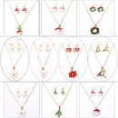 Fashion Charming Christmas Metal Zinc Alloy Necklace Earrings Enamel Jewelry Set for Woman Girls Party Holiday