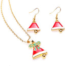 Fashion Charming Christmas Metal Zinc Alloy Necklace Earrings Enamel Jewelry Set for Woman Girls Party Holiday