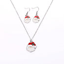 Fashion Charming Christmas Metal Zinc Alloy Necklace Earrings Enamel Jewelry Set for Woman Girls Party Holiday